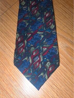 VINTAGE Jerry Garcia 100% Silk Tie Blue Made in USA Wide